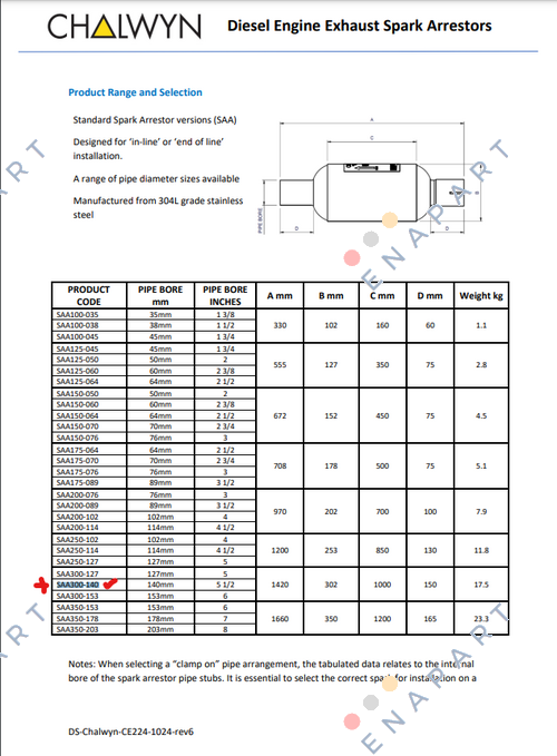 SAA300-140 Dizel Motor Egzoz Kıvılcım Tutucuları