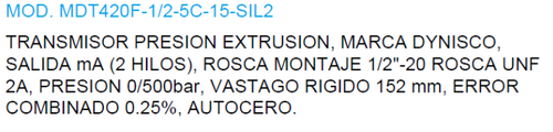 MDT420F-1/2-5C-15-SIL2 Basınç transdüseri