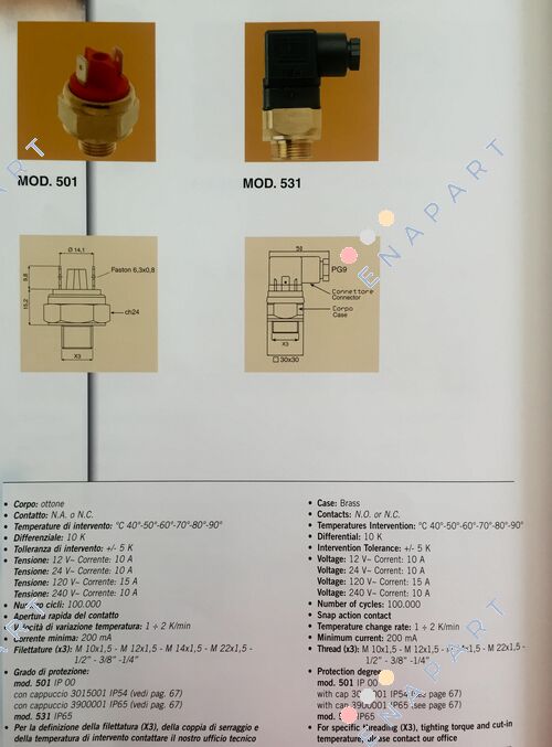 2108060  Bimetal Termostat 60 ° C