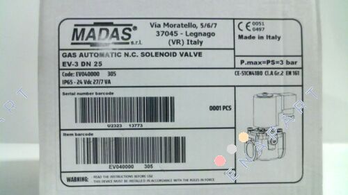 EV-3, DN25 / EV040000 305 gaz solenoid valfı