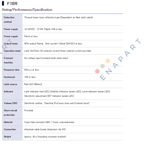 F10R fiber sensör