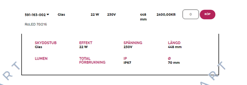 591-163-002  RoLED70 / 212 21,8W 230VAC 448 mm cam